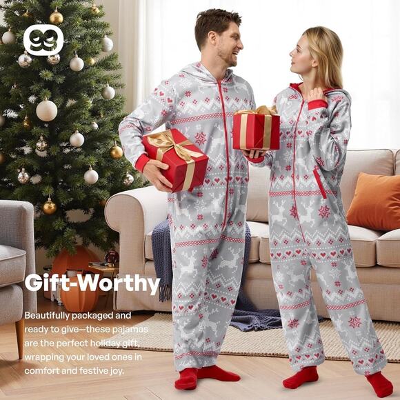 Men’s XL Giggling Getup Holiday Hooded One-Piece Pajamas NIP - Picture 4 of 5